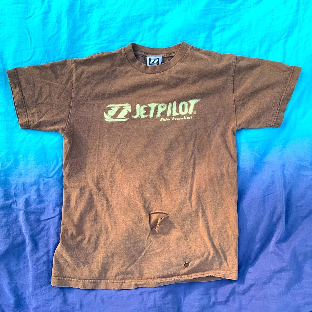 Jetpilot Rider Essentials Vintage Men’s Double Sided Logo Tee Worn In Distressed